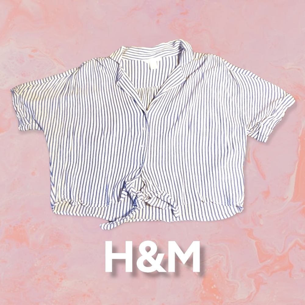 H&M Blue Striped Crop Top